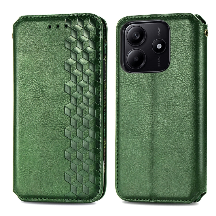 For Xiaomi Redmi Note 14 5G Cubic Grid Pressed Magnetic Leather Phone Case
