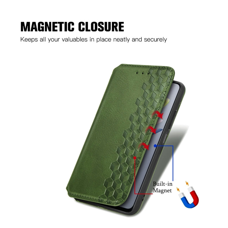 For Xiaomi Redmi Note 14 5G Cubic Grid Pressed Magnetic Leather Phone Case