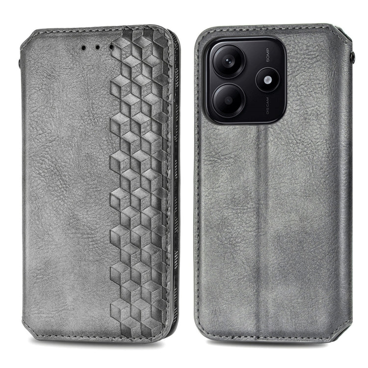 For Xiaomi Redmi Note 14 5G Cubic Grid Pressed Magnetic Leather Phone Case