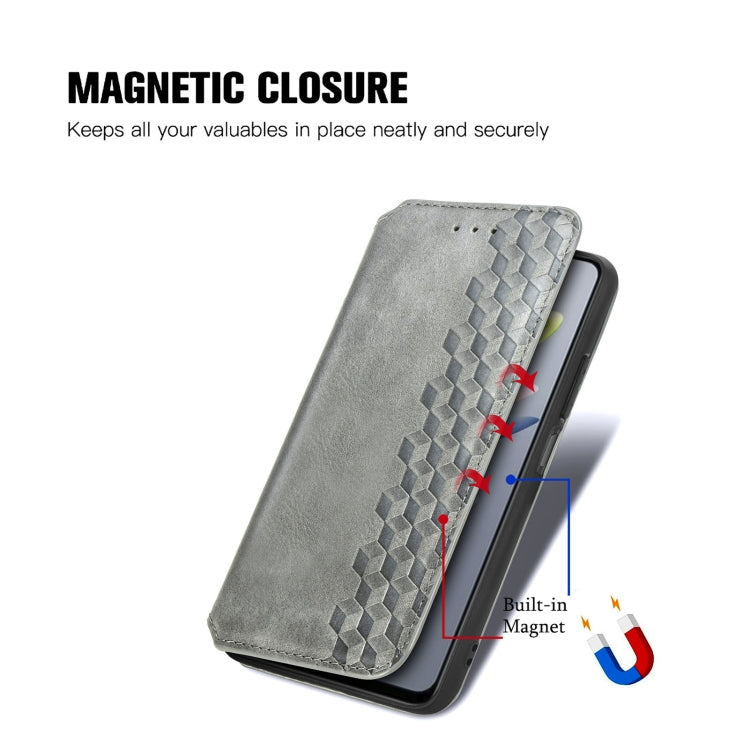 For Xiaomi Redmi Note 14 5G Cubic Grid Pressed Magnetic Leather Phone Case