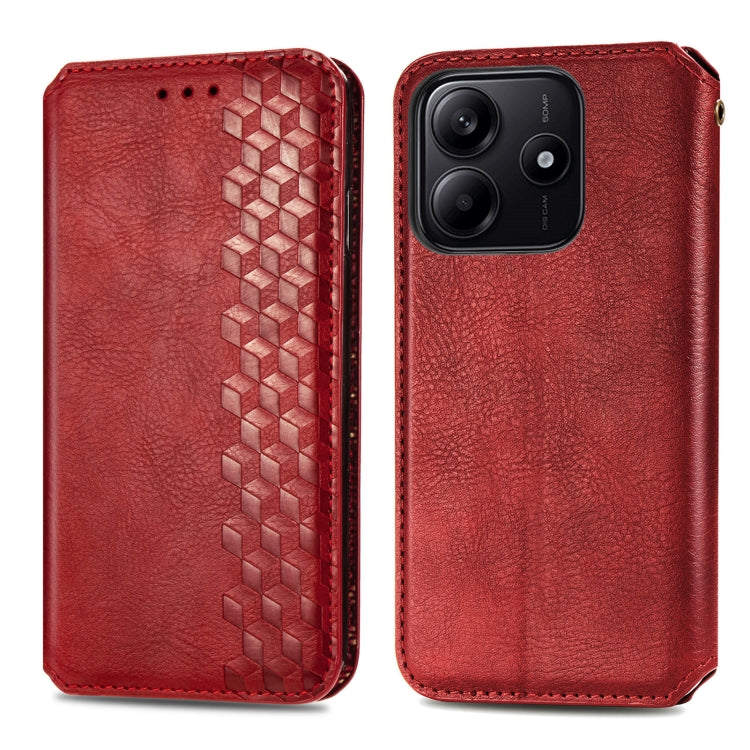 For Xiaomi Redmi Note 14 5G Cubic Grid Pressed Magnetic Leather Phone Case
