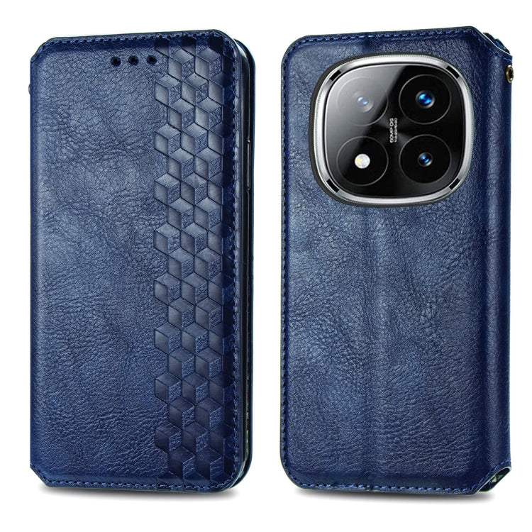 For Xiaomi Redmi Note 14 Pro+ 5G Cubic Grid Pressed Magnetic Leather Phone Case