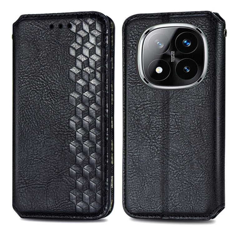 For Xiaomi Redmi Note 14 Pro+ 5G Cubic Grid Pressed Magnetic Leather Phone Case