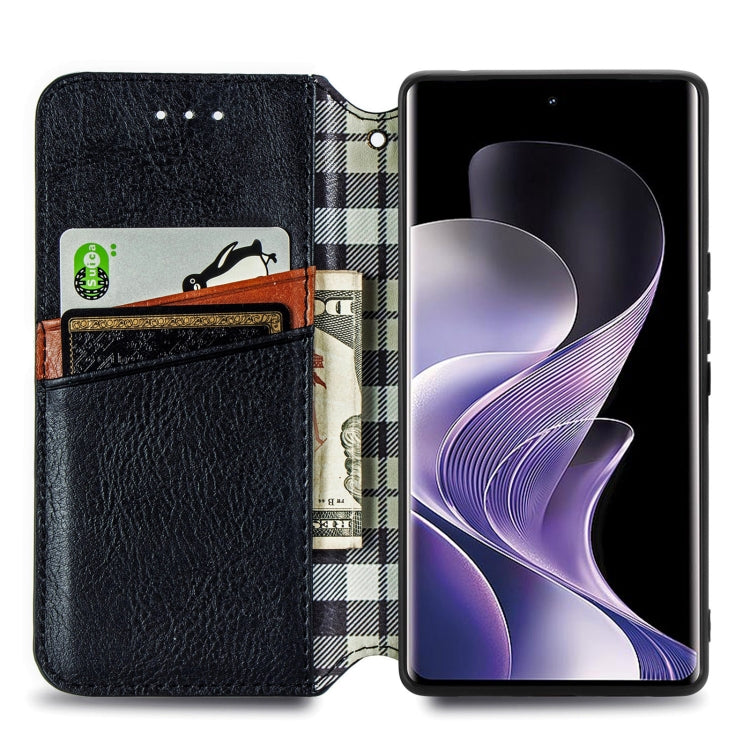 For Xiaomi Redmi Note 14 Pro+ 5G Cubic Grid Pressed Magnetic Leather Phone Case