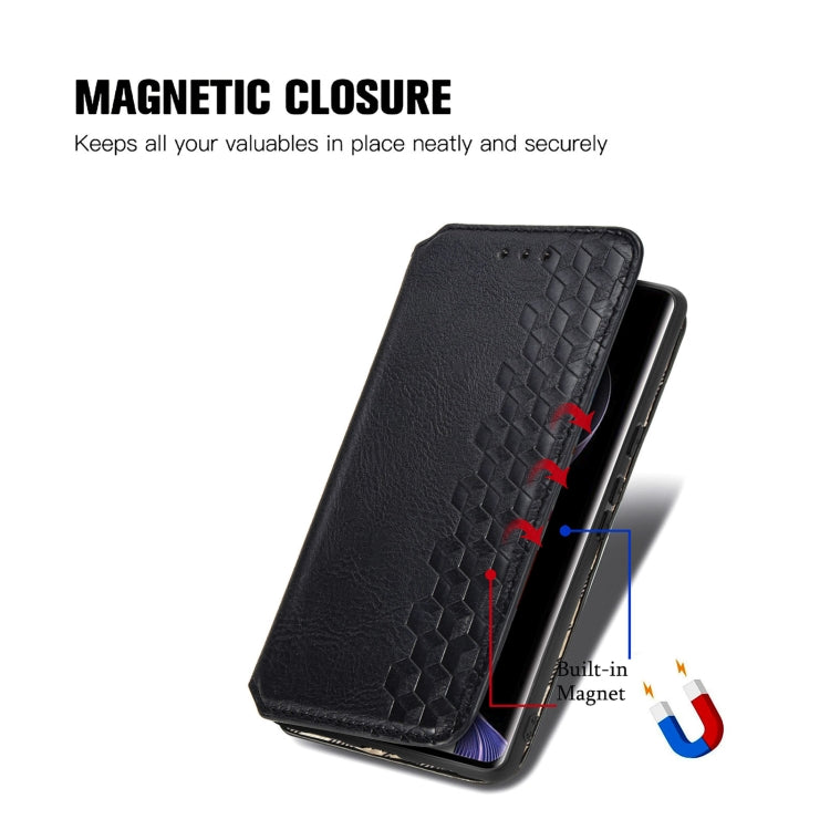 For Xiaomi Redmi Note 14 Pro+ 5G Cubic Grid Pressed Magnetic Leather Phone Case