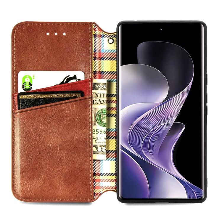 For Xiaomi Redmi Note 14 Pro+ 5G Cubic Grid Pressed Magnetic Leather Phone Case