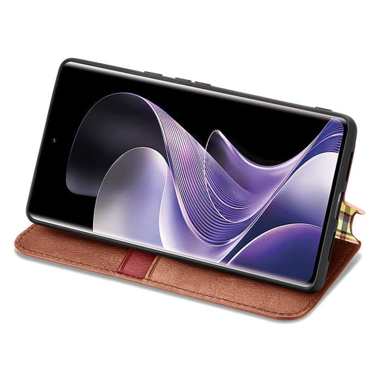 For Xiaomi Redmi Note 14 Pro+ 5G Cubic Grid Pressed Magnetic Leather Phone Case
