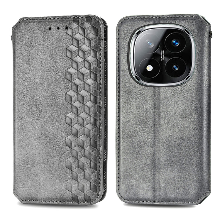 For Xiaomi Redmi Note 14 Pro+ 5G Cubic Grid Pressed Magnetic Leather Phone Case