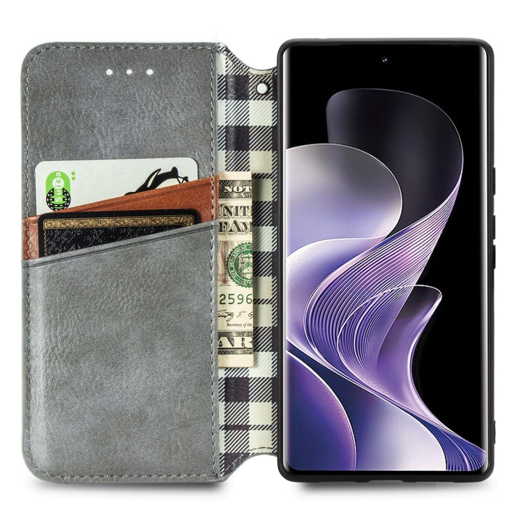 For Xiaomi Redmi Note 14 Pro+ 5G Cubic Grid Pressed Magnetic Leather Phone Case