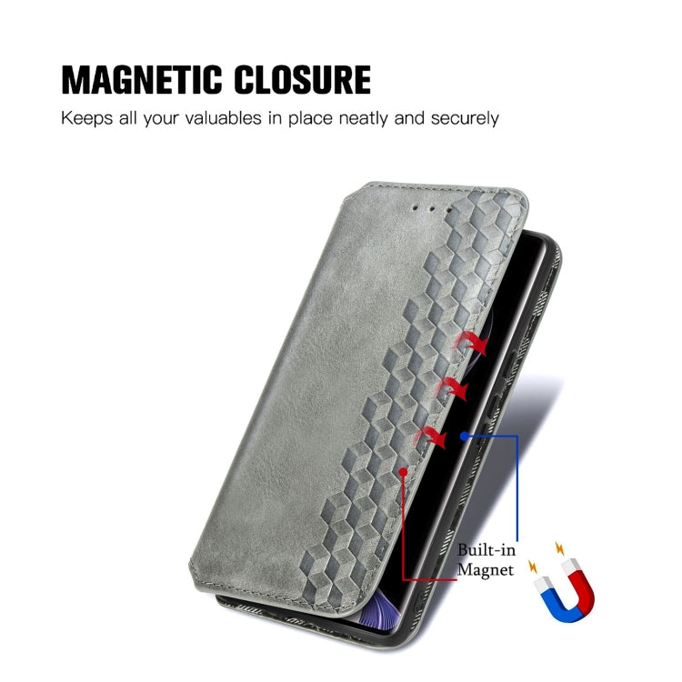For Xiaomi Redmi Note 14 Pro+ 5G Cubic Grid Pressed Magnetic Leather Phone Case