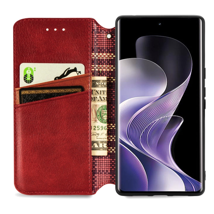 For Xiaomi Redmi Note 14 Pro+ 5G Cubic Grid Pressed Magnetic Leather Phone Case