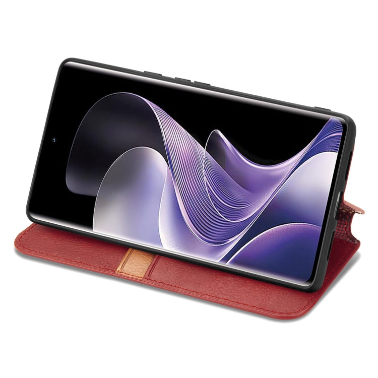 For Xiaomi Redmi Note 14 Pro+ 5G Cubic Grid Pressed Magnetic Leather Phone Case