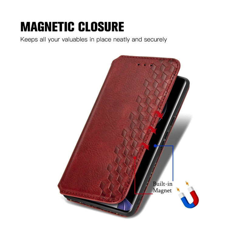 For Xiaomi Redmi Note 14 Pro+ 5G Cubic Grid Pressed Magnetic Leather Phone Case