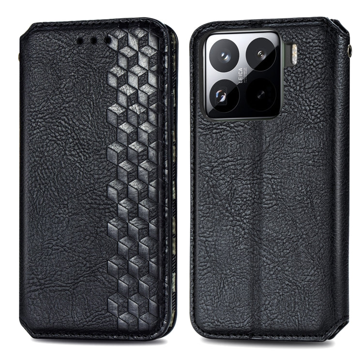 For Xiaomi 15 Cubic Grid Pressed Magnetic Leather Phone Case