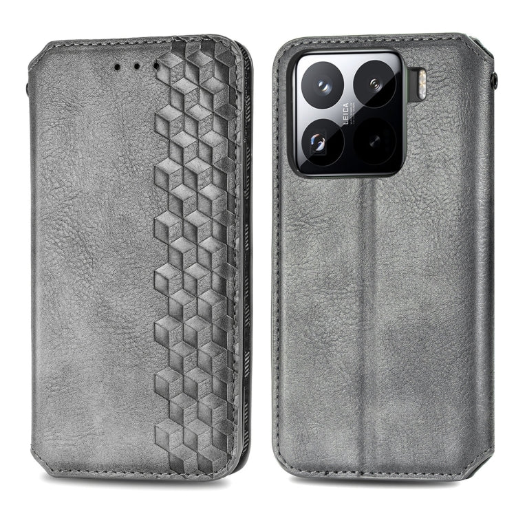 For Xiaomi 15 Cubic Grid Pressed Magnetic Leather Phone Case