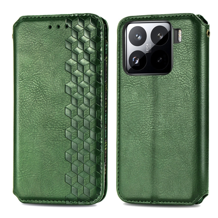 For Xiaomi 15 Pro Cubic Grid Pressed Magnetic Leather Phone Case