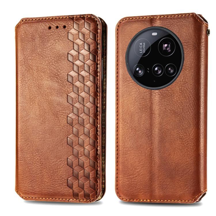 For Xiaomi 15 Ultra Cubic Grid Pressed Magnetic Leather Phone Case