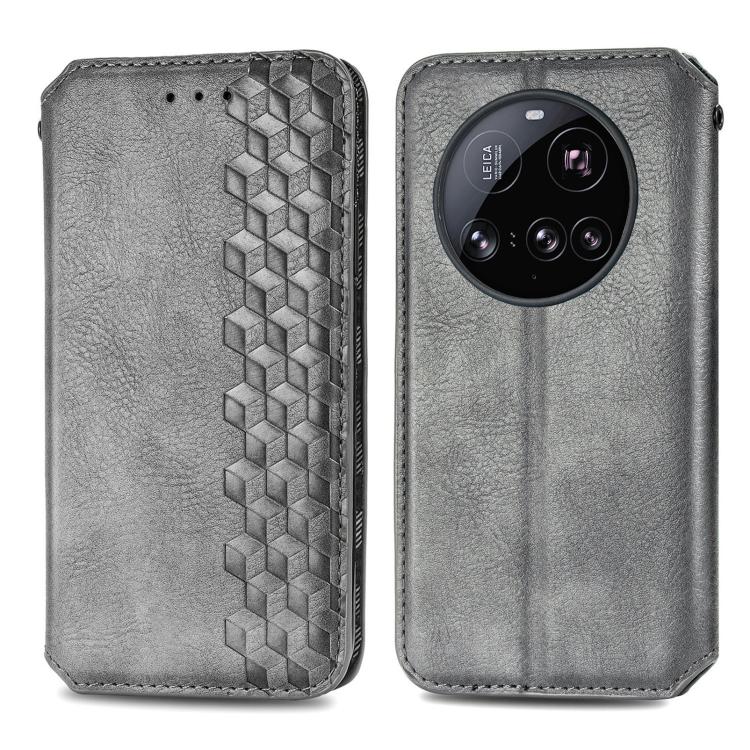For Xiaomi 15 Ultra Cubic Grid Pressed Magnetic Leather Phone Case