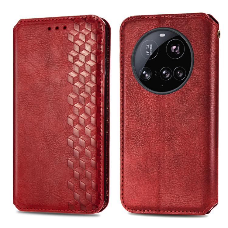 For Xiaomi 15 Ultra Cubic Grid Pressed Magnetic Leather Phone Case