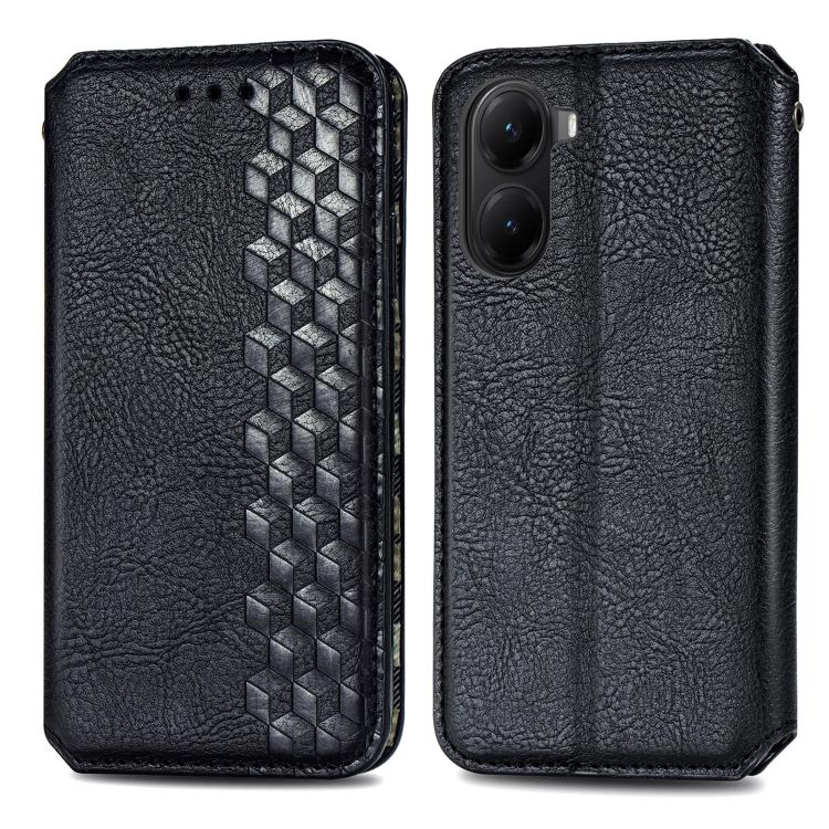 For Xiaomi Poco X7 Pro Cubic Grid Pressed Magnetic Leather Phone Case