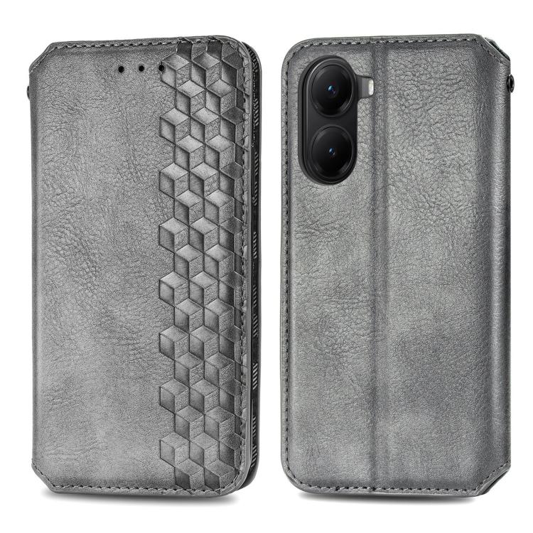 For Xiaomi Poco X7 Pro Cubic Grid Pressed Magnetic Leather Phone Case