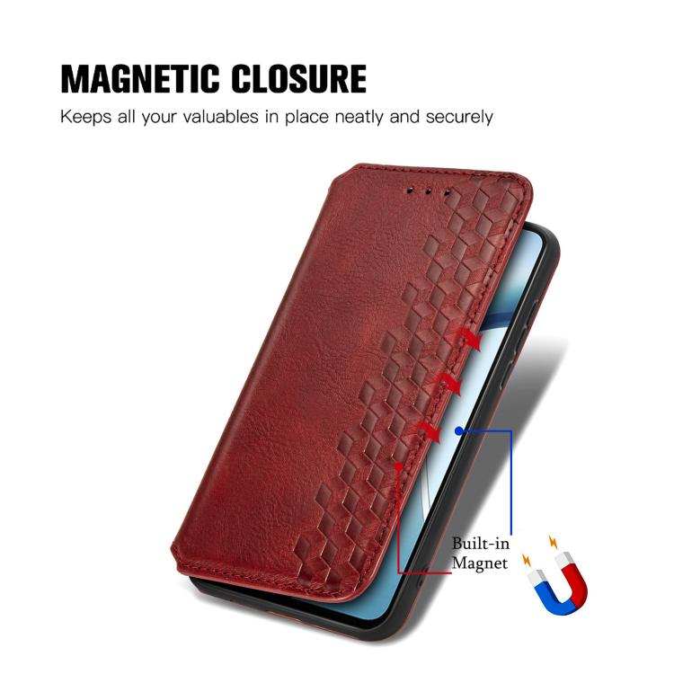 For Xiaomi Poco X7 Pro Cubic Grid Pressed Magnetic Leather Phone Case