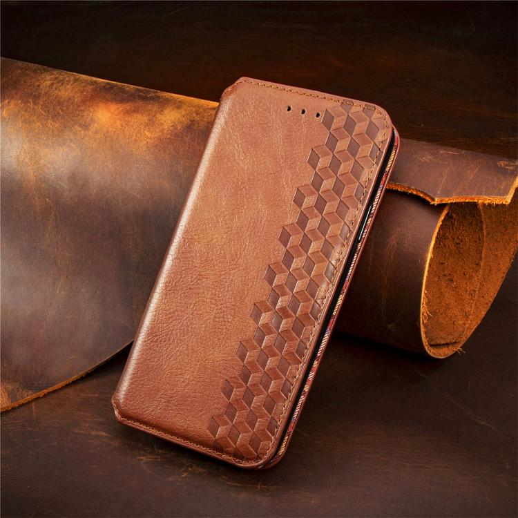 For Redmi Turbo 4 Cubic Grid Pressed Magnetic Leather Phone Case