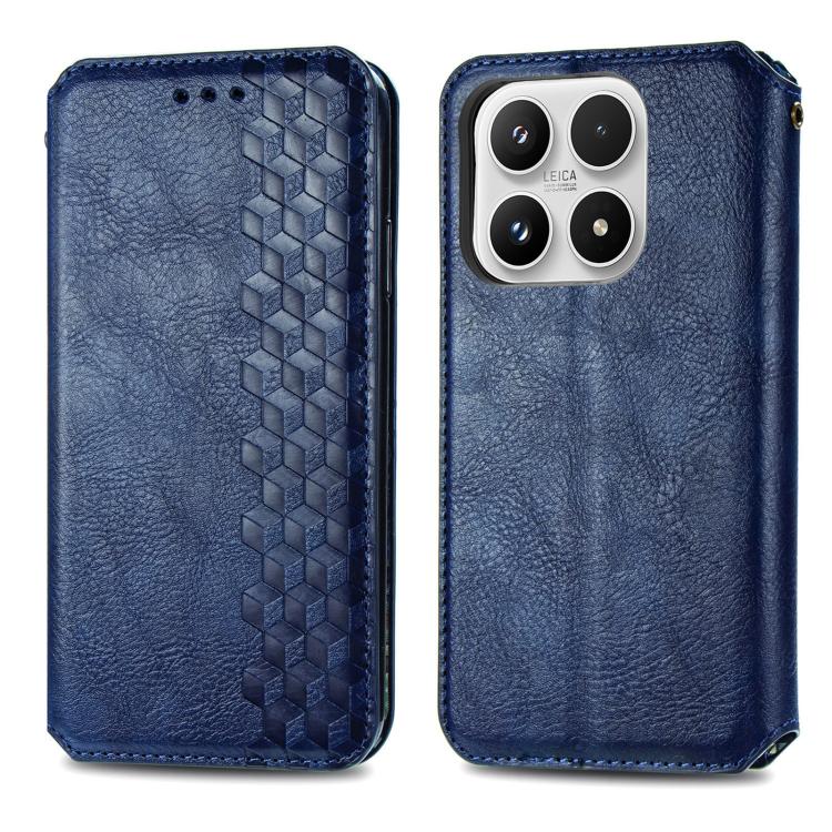 For Xiaomi 17 Cubic Grid Pressed Magnetic Leather Phone Case