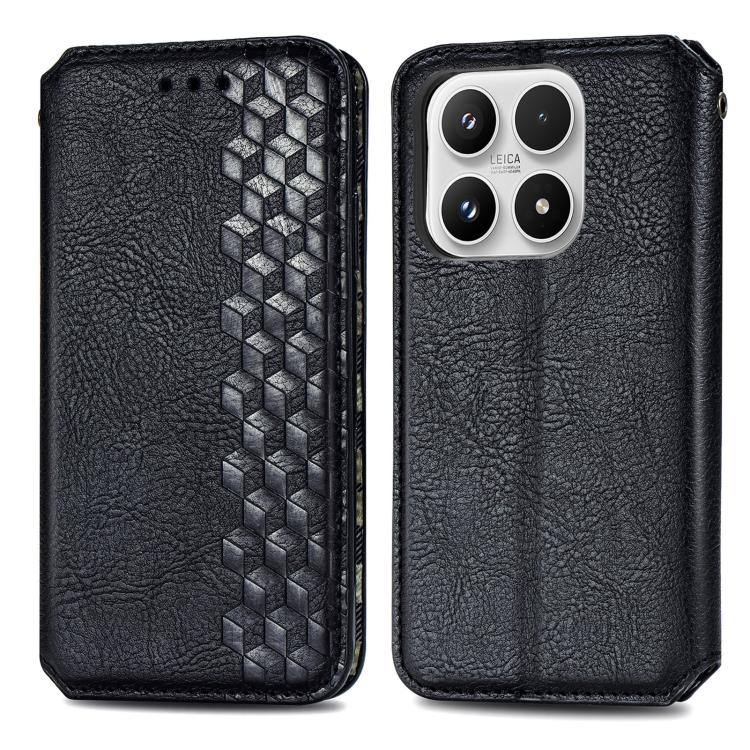 For Xiaomi 17 Cubic Grid Pressed Magnetic Leather Phone Case