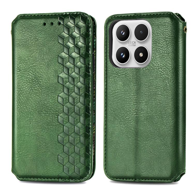For Xiaomi 17 Cubic Grid Pressed Magnetic Leather Phone Case