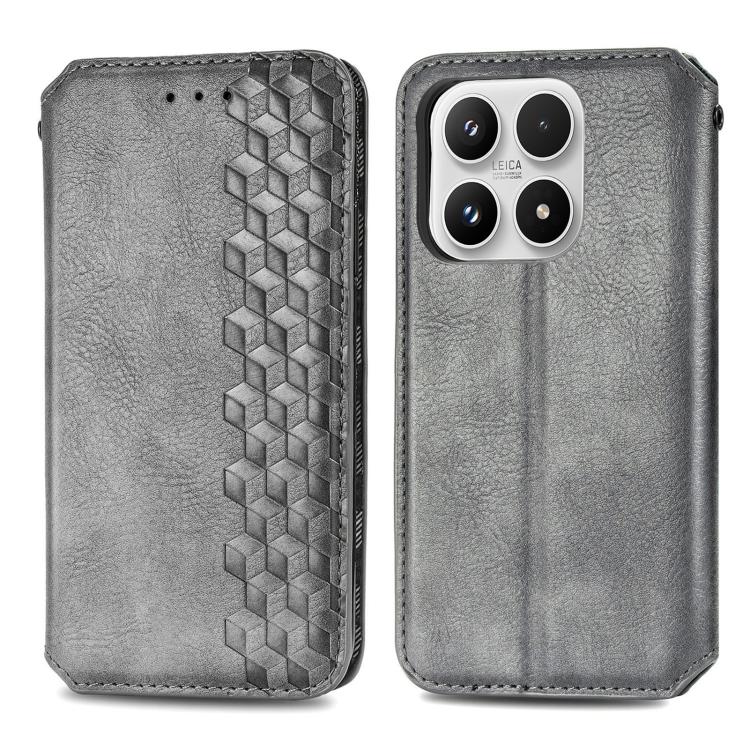 For Xiaomi 17 Cubic Grid Pressed Magnetic Leather Phone Case
