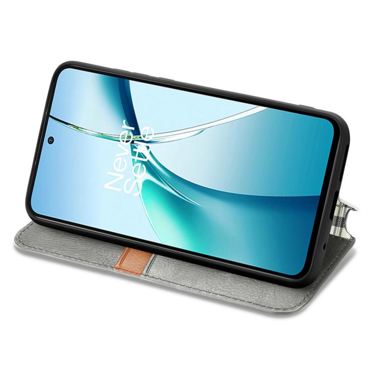 For Xiaomi 17 Cubic Grid Pressed Magnetic Leather Phone Case