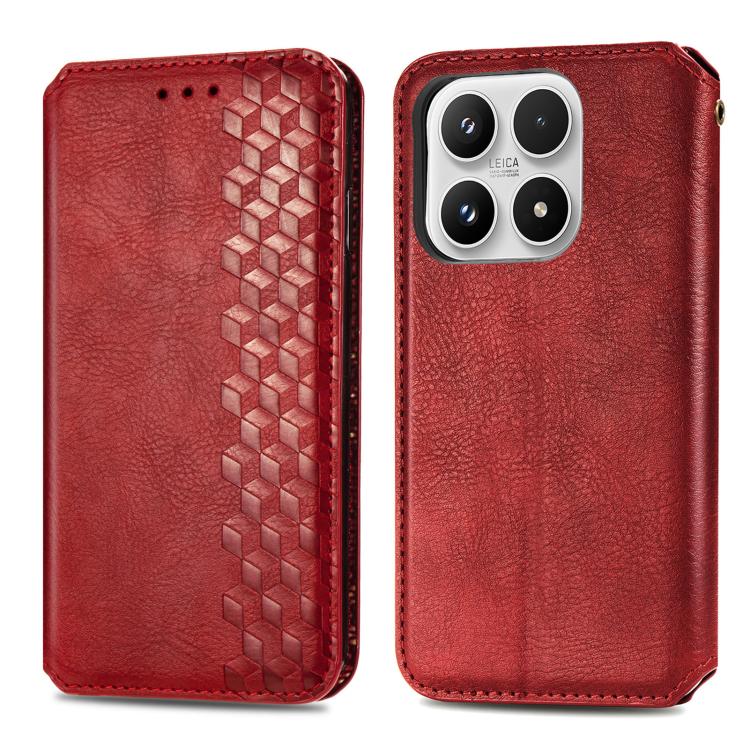 For Xiaomi 17 Cubic Grid Pressed Magnetic Leather Phone Case