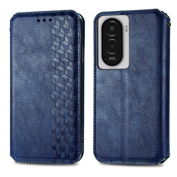 For Xiaomi Poco M7 4G 169mm Cubic Grid Pressed Magnetic Leather Phone Case