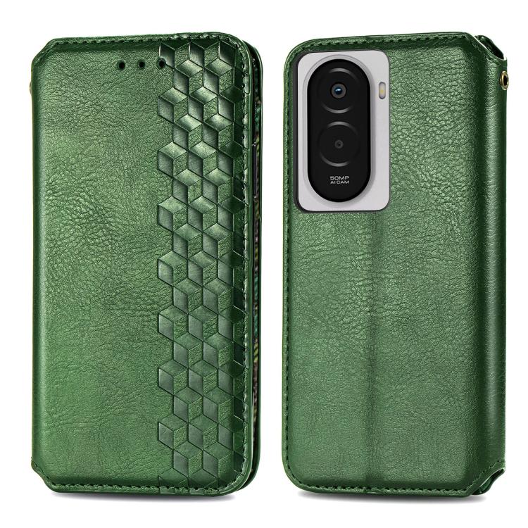 For Xiaomi Poco M7 4G 169mm Cubic Grid Pressed Magnetic Leather Phone Case