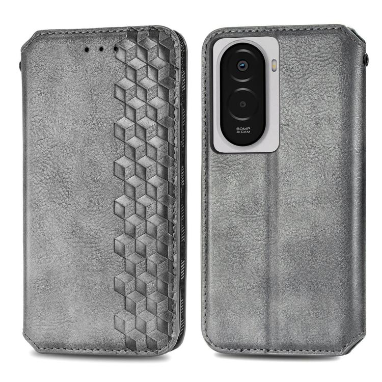 For Xiaomi Poco M7 4G 169mm Cubic Grid Pressed Magnetic Leather Phone Case