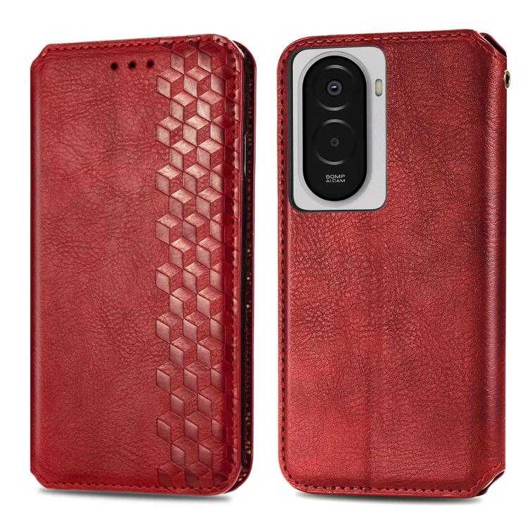 For Xiaomi Poco M7 4G 169mm Cubic Grid Pressed Magnetic Leather Phone Case