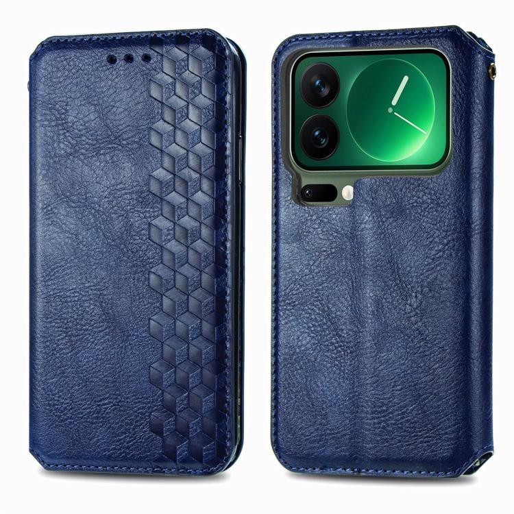 For Xiaomi 17 Pro Cubic Grid Pressed Magnetic Leather Phone Case