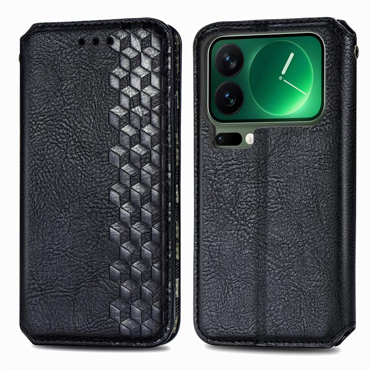 For Xiaomi 17 Pro Cubic Grid Pressed Magnetic Leather Phone Case