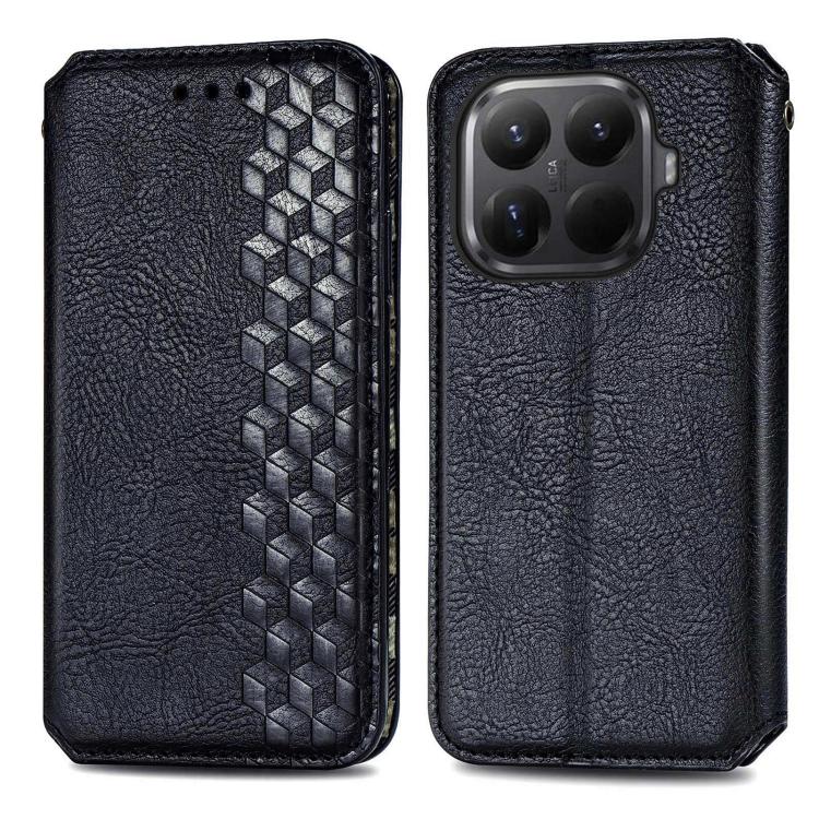 For Xiaomi 15T Pro Cubic Grid Pressed Magnetic Leather Phone Case