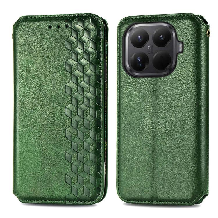 For Xiaomi 15T Pro Cubic Grid Pressed Magnetic Leather Phone Case