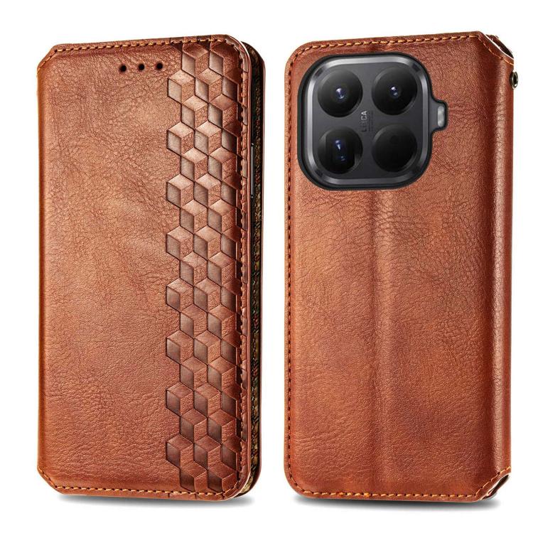 For Xiaomi 15T Pro Cubic Grid Pressed Magnetic Leather Phone Case