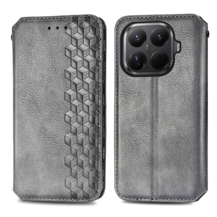 For Xiaomi 15T Pro Cubic Grid Pressed Magnetic Leather Phone Case