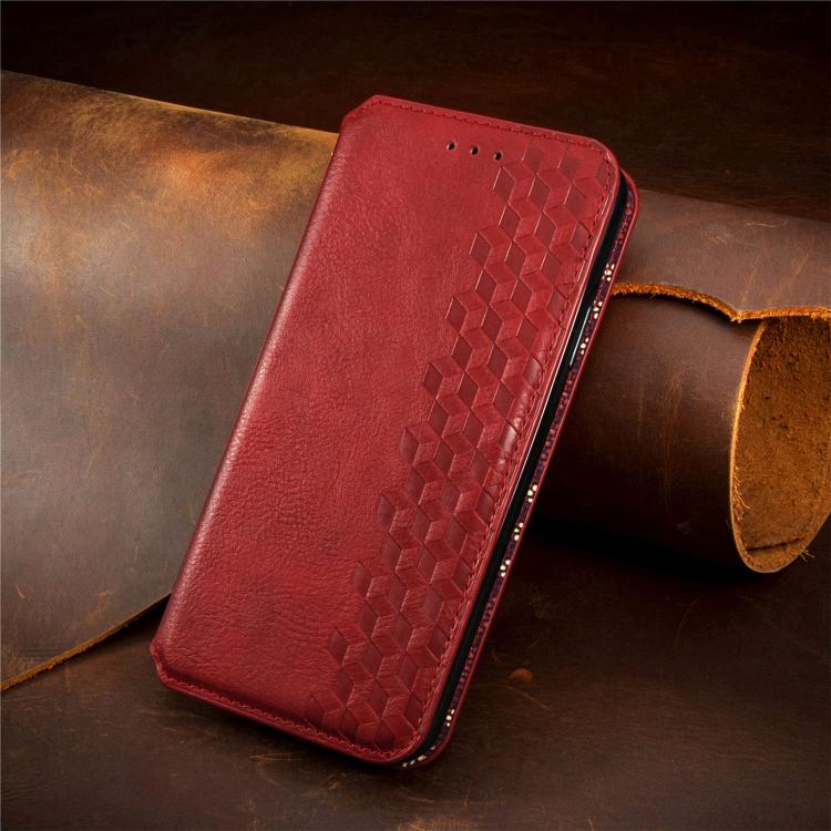 For Xiaomi 15T Pro Cubic Grid Pressed Magnetic Leather Phone Case