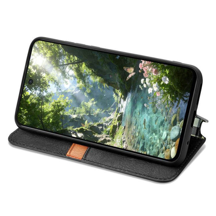 For Redmi Turbo 5 5G Cubic Grid Pressed Magnetic Leather Phone Case