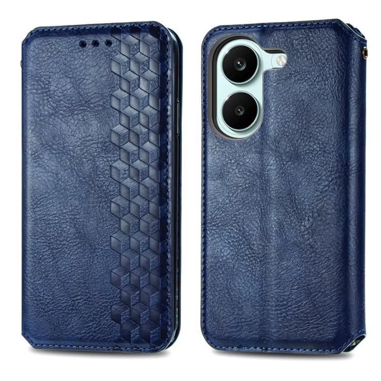For Xiaomi Poco X8 Pro 5G Cubic Grid Pressed Magnetic Leather Phone Case