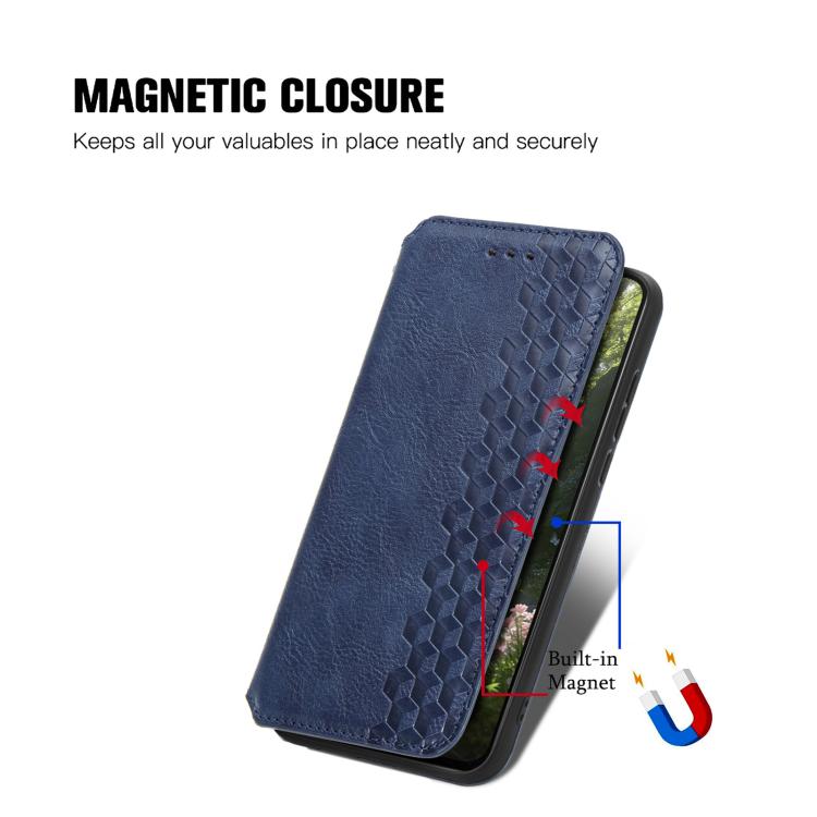For Xiaomi Poco X8 Pro 5G Cubic Grid Pressed Magnetic Leather Phone Case