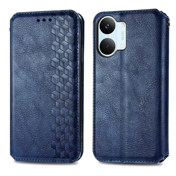 For Redmi Turbo 5 Max 5G Cubic Grid Pressed Magnetic Leather Phone Case