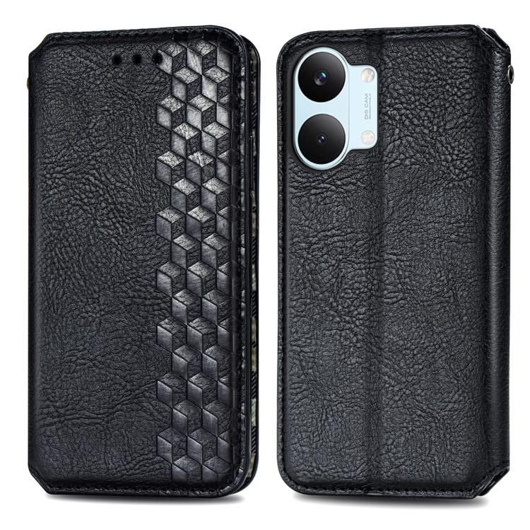 For Redmi Turbo 5 Max 5G Cubic Grid Pressed Magnetic Leather Phone Case