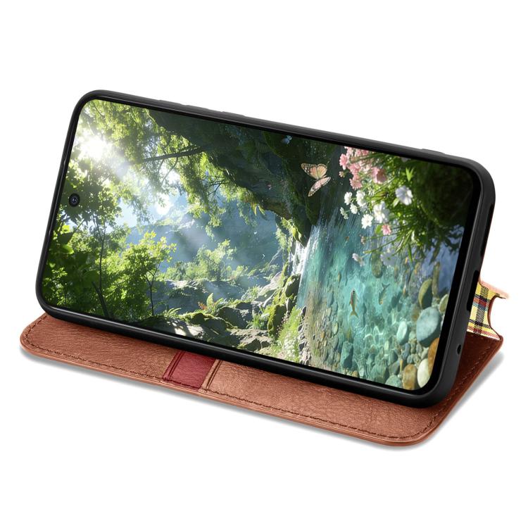 For Redmi Turbo 5 Max 5G Cubic Grid Pressed Magnetic Leather Phone Case